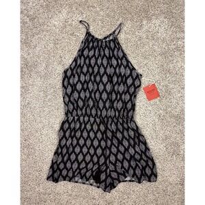 Mossimo Supply Co Womens Black White Medallion Print Halter Romper Size M NWT